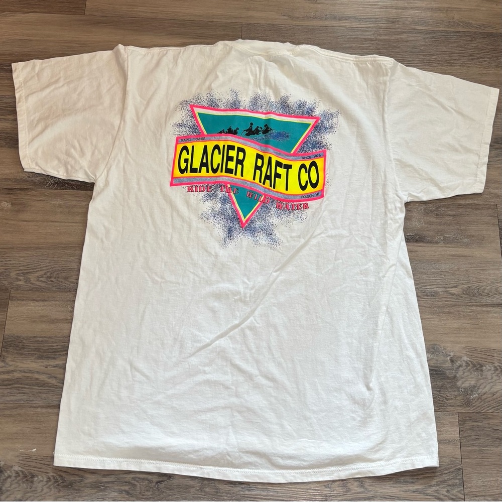 VINTAGE 90’s Jerzees Glacier Raft Company Montana tshirt men’s size XL